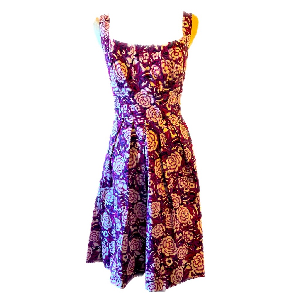 Corey P.  Floral Purple White Cotton A Line Dress Size 8